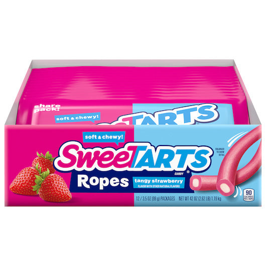 48-PACK OF Strawberry Rope Sweetarts Candy, 4 - 12 - 3.5 Oz