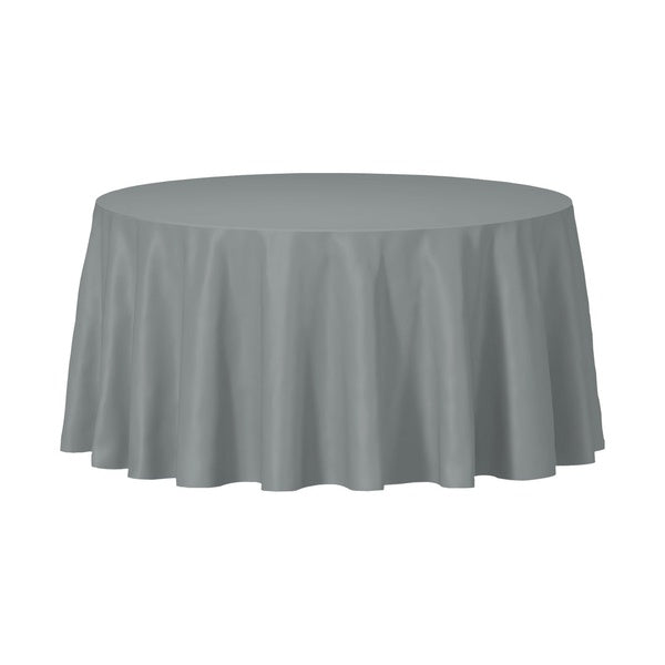 96-PACK OF Tablecover Plastic 84" Silver Round