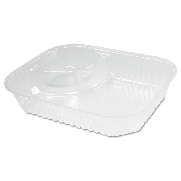 500-PACK OF Tray Plastic Dart C68NT2 ClearPac Large Nacho Plastic Tray - 6.2 x 6.2 x 1.6 Inches, 2-Compartment Design, 500 Count