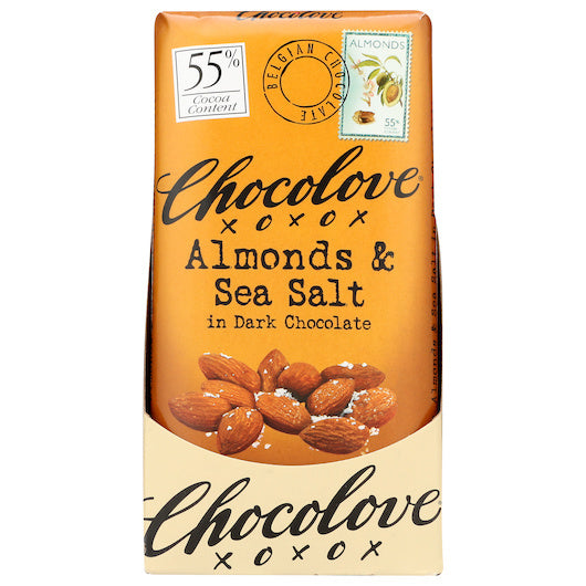 144-PACK OF Almonds & Sea Salt Dark Chocolate Bar Chocolove Chocolate, 12 - 12 - 3.2 Oz