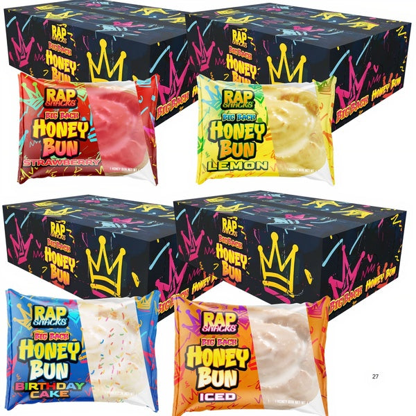 48-PACK OF Bun Honey Variety Pack 4 Flavors Rap Snacks, AI Distribution