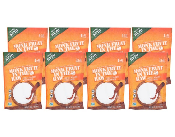 8-PACK OF Sugar Substitute Monkfruit In The Raw Stevia In The Raw (Dry) 16 oz