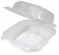 300-PACK OF 6 x 6 x 3 PP 1 Compartment Hinged Take Out Container Clear