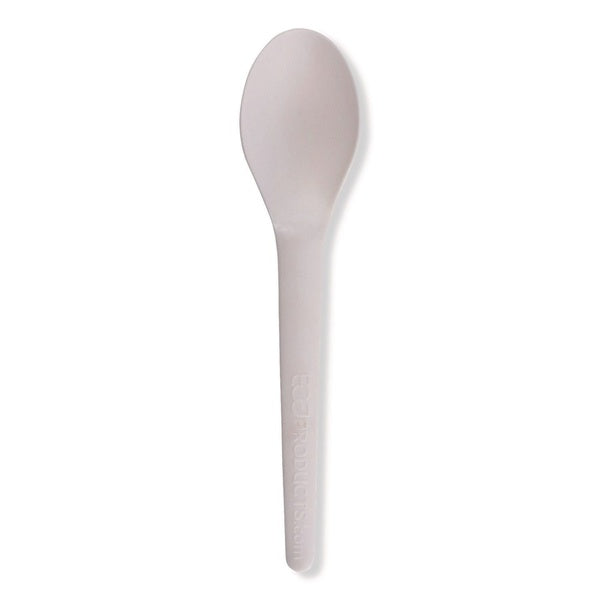 1000-PACK OF Eco-Products EP-S013-W Plantware 6-Inch Compostable Spoon Cutlery - 1000 Count White Bioplastic Tableware