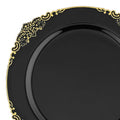 12-PACK OF Plate Salad 7.5" Black Gold Fancy