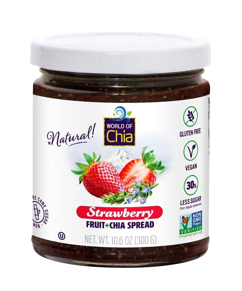 12-PACK OF Fruit Spread Strawberry + Chia Extra Fruit, Space Enterprises (World of Chia)