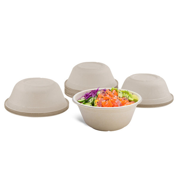 500-PACK OF Bowl Multiuse Karat Earth 40oz Molded Fiber Round Bowl, PFAS Free, Natural - 500 pcs