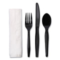 250-PACK OF Cutlery Set Versatile Black 4-Piece Cutlery Set - Fork, Knife, Napkin, and Teaspoon - Perfect for Events and Catering (250 Sets per Carton)