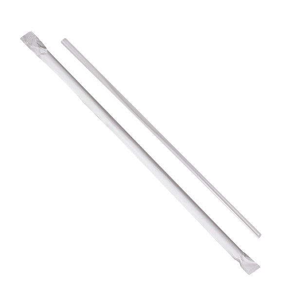 2000-PACK OF Straw Wrapped Karat 2,000 ct Jumbo Straws | Individually Wrapped | Clear (0.2" x 10.25")