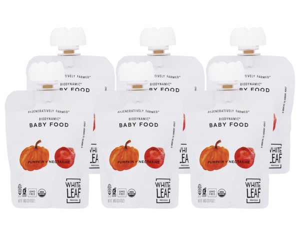 6-PACK OF Puree Squash Organic Pumpkin And Nectarine White Leaf Provisions 90 gm