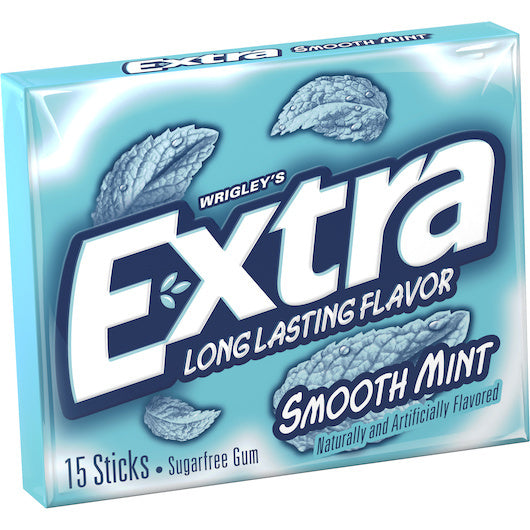 120-PACK OF Single Serve Smooth Mint Gum Extra Chewing Gum, 12 - 10 - 15 Pc