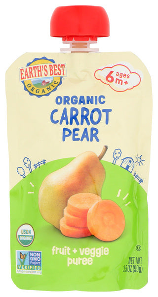 6-PACK OF Puree Carrot Earths Best 3.5 oz