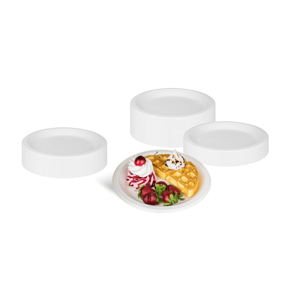 500-PACK OF Plate Round Karat Earth 9'' Molded Fiber Round Plates, PFAS Free, White - 500 pcs