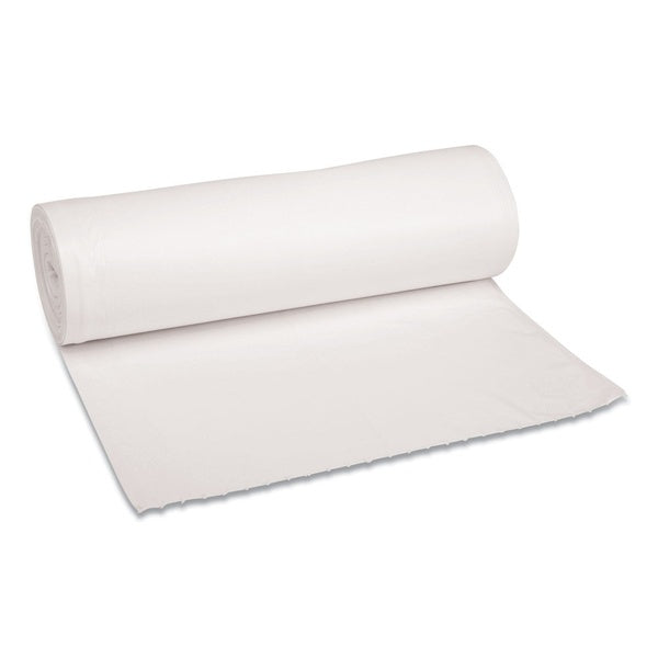 100-PACK OF Boardwalk H7658HWKR01 60 Gallon Low-Density Waste Can Liners - 38 in. x 58 in. - White (100 Count) for Heavy-Duty Use