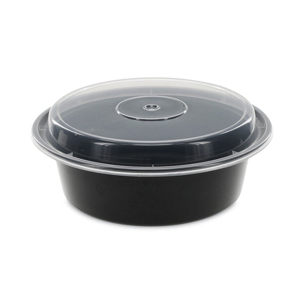 150-PACK OF Container Food Pactiv Corp. NC729B 32 oz Newspring VERSAtainer Microwavable Containers - Black/Clear (150 Pack) - Ideal for Hot and Cold Foods
