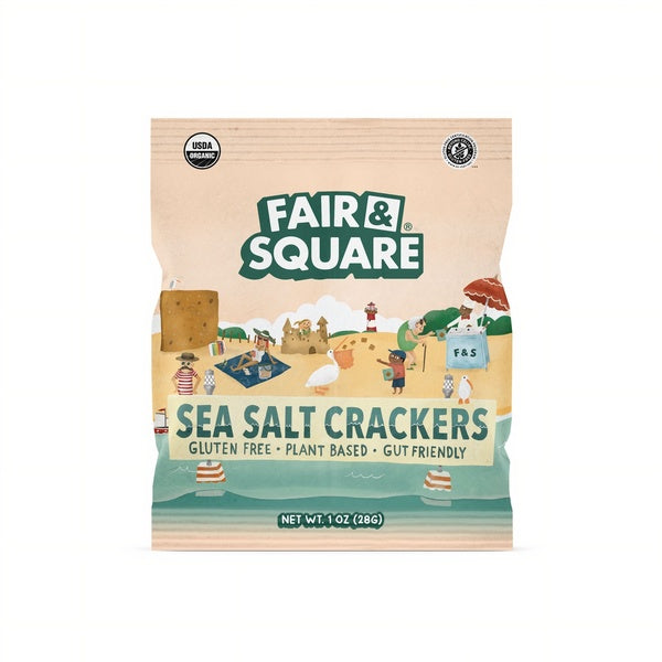 108-PACK OF Snack Crackers, Organic Sea Salt 1 oz, Fair and Square