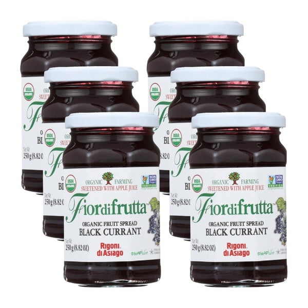 6-PACK OF Fruit Spread Organic Black Currant Fiordifrutta 8.82 oz