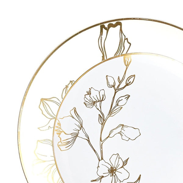 120-PACK OF Plate Set White Gold Floral