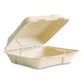 200-PACK OF Vegware VW-HC91NFA 9 x 9 x 3 Nourish Molded Compostable Sugarcane Fiber Takeout Containers - White (200/Carton)