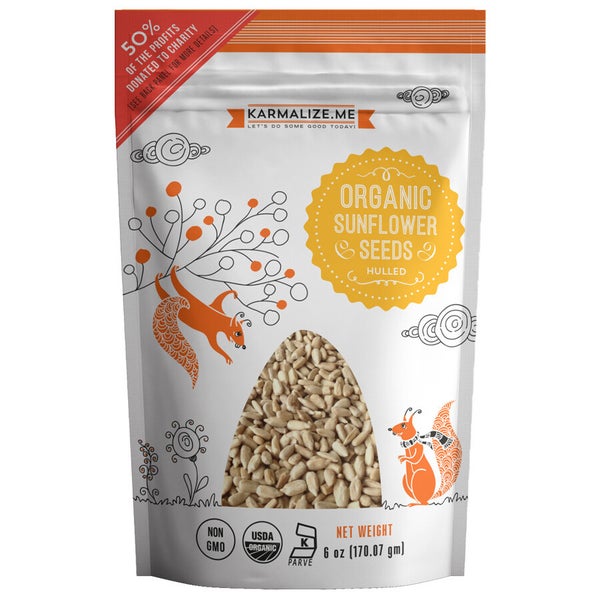 12-PACK OF Organic Sunflower Seeds, Hulled, Karmalize