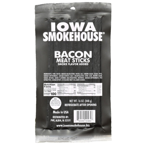 10-PACK OF Meat Sticks Bacon 16 oz, Iowa Smokehouse