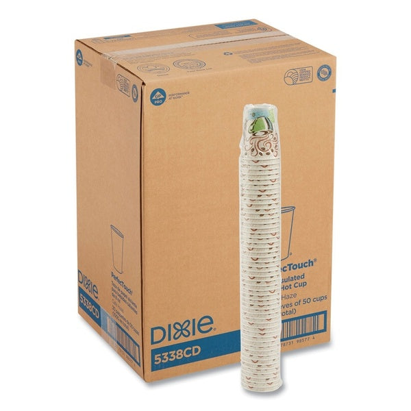 1000-PACK OF Cup Paper Dixie PerfecTouch Insulated 8 oz Paper Hot Coffee Cups - Stylish Coffee Haze Design (50 Cups per Sleeve, 20 Sleeves per Carton)