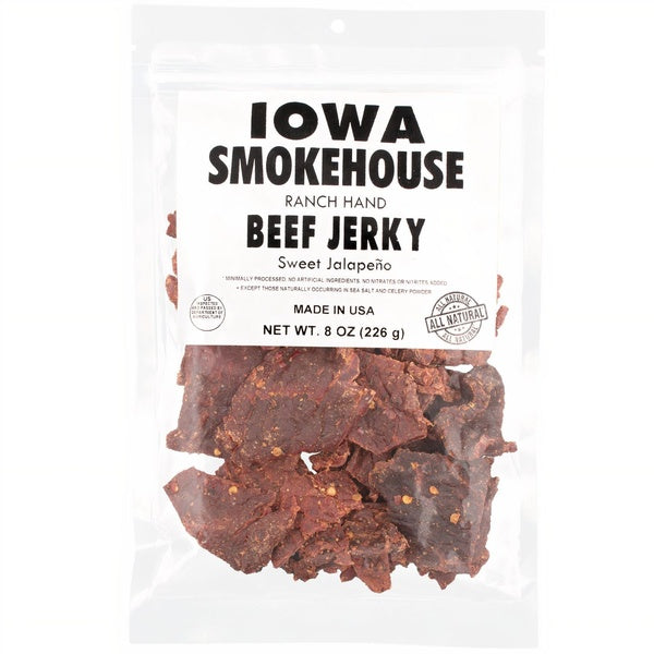 6-PACK OF Beef Jerky Ranch Hand Sweet Jalapeno 8oz, Iowa Smokehouse