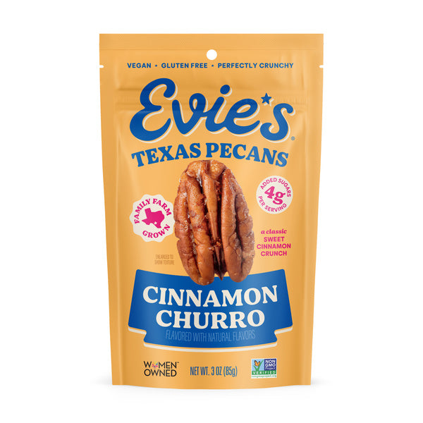 8-PACK OF Evie's Snacks Cinnamon Churro Roasted Pecans 8-Pack 3oz