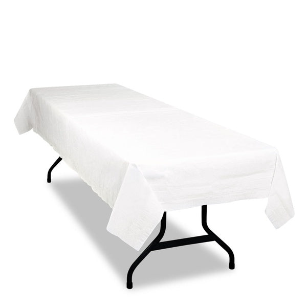 6-PACK OF Tablecover Paper Tablemate TBLPT549-WH Disposable Poly Tissue Table Cover - 54 x 108 Inches - White - Pack of 6 for Events and Parties