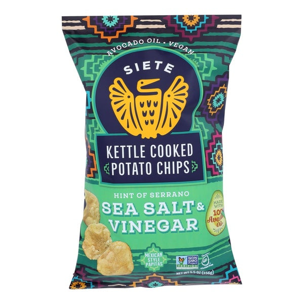 6-PACK OF Potato Chip Sea Salt Vinegar Siete 5.5 oz