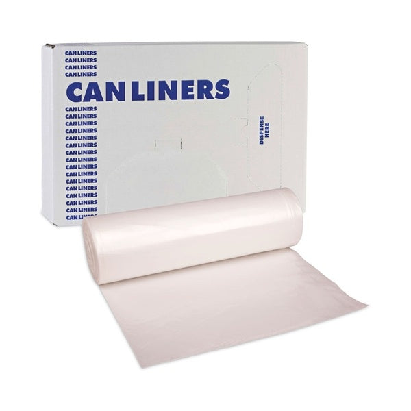 250-PACK OF Boardwalk Z8048VNKR01 40" x 48" High Density Industrial Can Liners - 45 Gallon Coreless Rolls - Natural (250 Count)