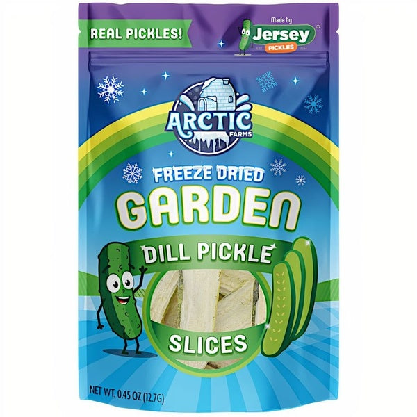 12-PACK OF Pickle Slices Freeze Dried Kosher Dill from Jersey Pickles, Arctic Farms