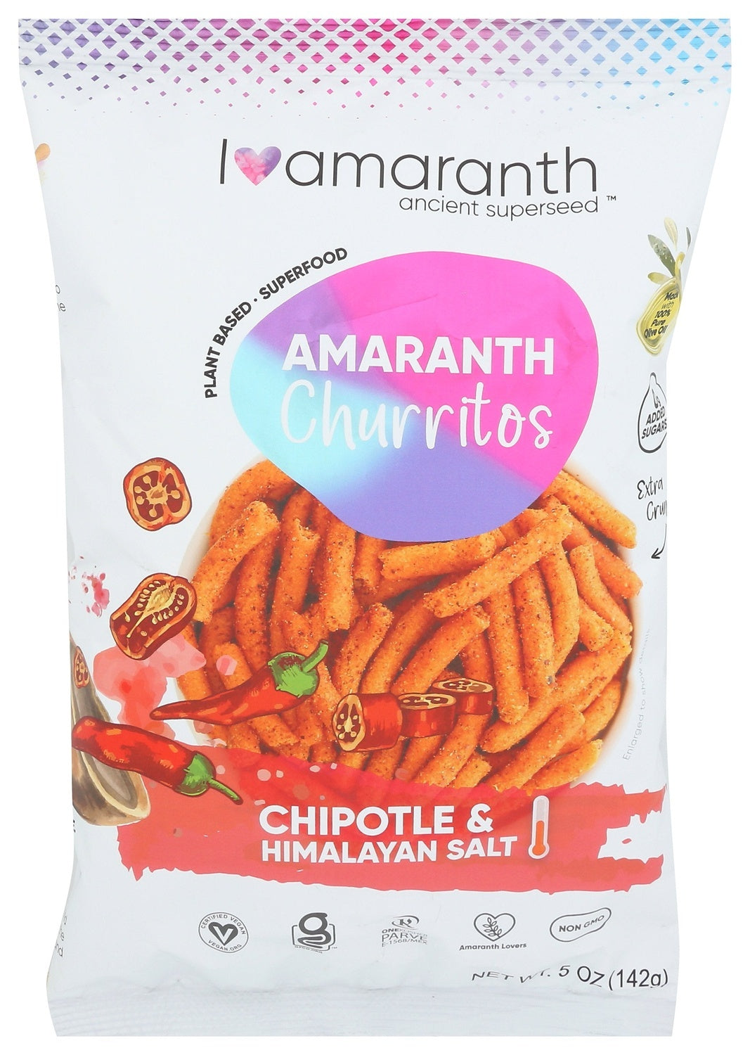 10-PACK OF SNACK VEGETABLE CHURRITOS, CHIPOTLE AND HIMALAYAN SALT