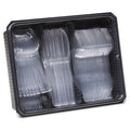 1800-PACK OF Cutlery Set Dixie Cutlery Keeper Tray with Heavy-Weight Disposable Plastic Forks, Knives, and Spoons - Clear 1800 Count