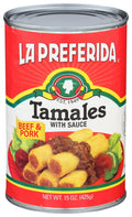 12-PACK OF SAUCE TAMALE BEEF AND PORK