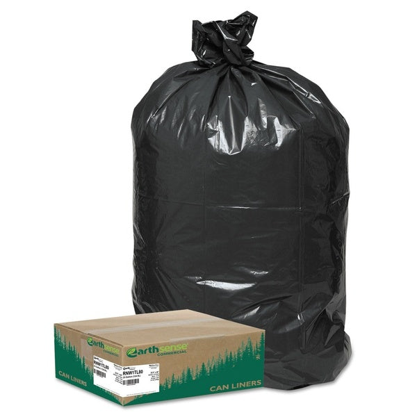 80-PACK OF Earthsense 33 Gallon Heavy Duty Black Trash Bags - 0.9 Mil Linear Low Density - Ideal for Commercial Use (80 Bags per Carton)