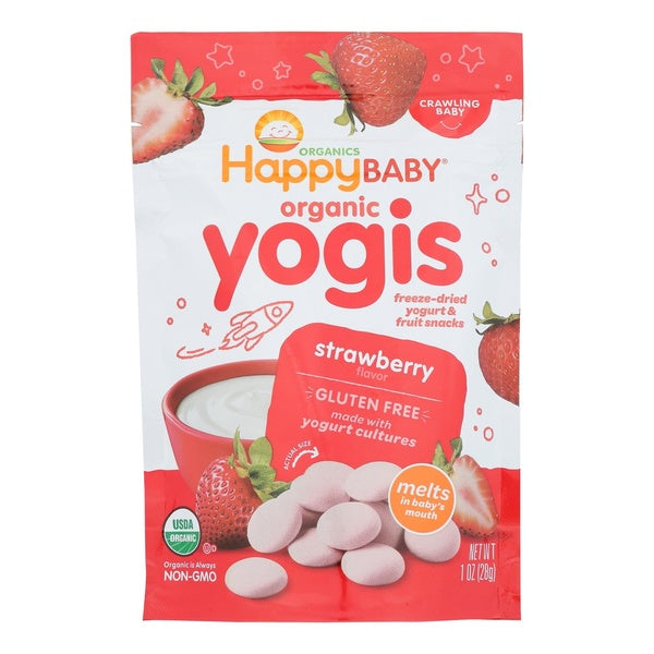 8-PACK OF Snack Pack Organic Strawberry Happy Baby 1 oz