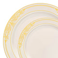 120-PACK OF Plate Set Ivory Gold Rim