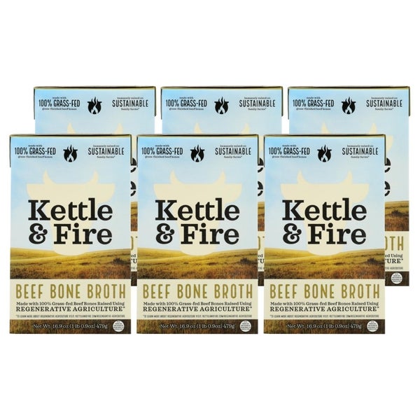 6-PACK OF Soup Broth Beef Kettle And Fire 16.9 oz