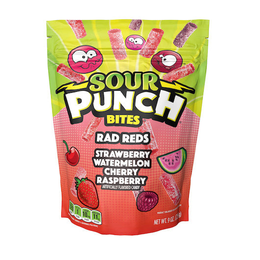 12-PACK OF Rad Reds Bites Sour Punch, 12 - 9 Oz