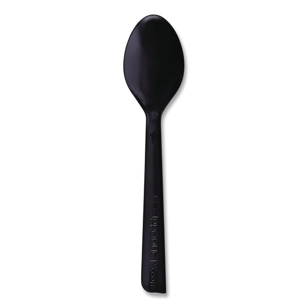 1000-PACK OF Cutlery Plastic Eco-Products EP-S113 6-Inch Black Spoon - 100% Recycled Plastic (1000 Count) for Hot Food