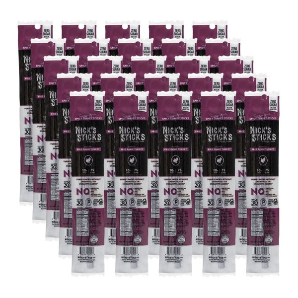 25-PACK OF Snack Stix Spicy Turkey Jerky Nicks Sticks 1.7 oz