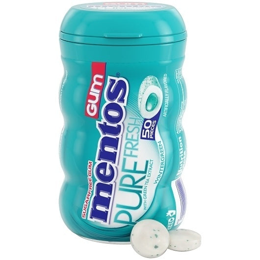 36-PACK OF Gum Curvy Bottle Wintergreen Mentos Candy, 6 - 6 - 50 Pc