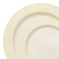 120-PACK OF Plate Set Ivory Gold Edge