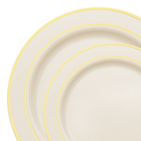 120-PACK OF Plate Set Ivory Gold Edge