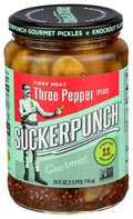 6-PACK OF PICKLE SPEAR FIERY HEAT THREE PEPPER