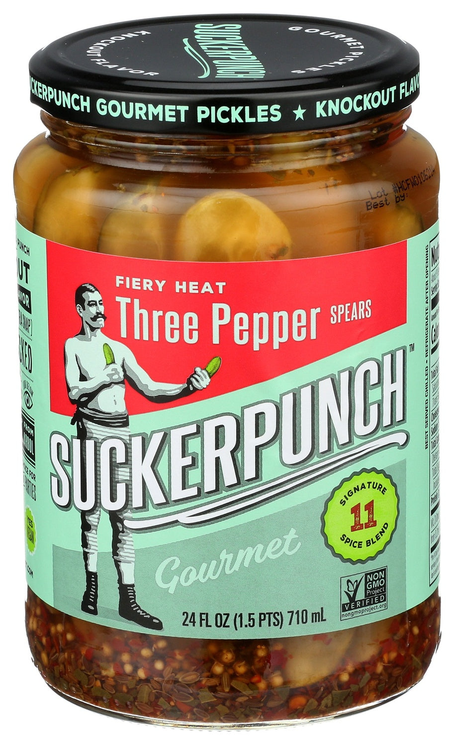 6-PACK OF PICKLE SPEAR FIERY HEAT THREE PEPPER