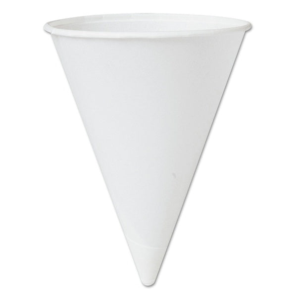 5000-PACK OF Cup Paper SOLO 42BR-2050 Heavy-Duty 4-1/4 oz. White Bare Treated Paper Cone Water Cups - 5000 Count Carton