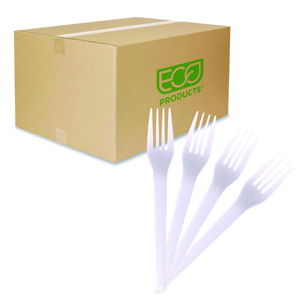 1000-PACK OF Eco-Products EP-S017 Plantware CPLA Cutlery Fork - White (1000/Carton)