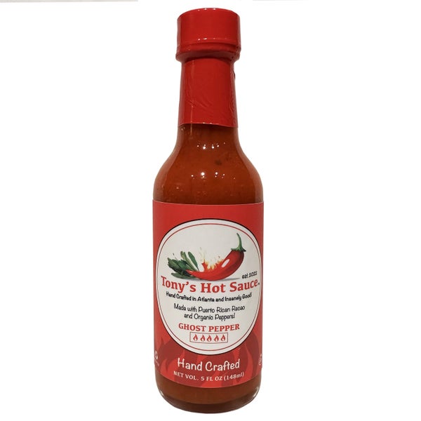 12-PACK OF Sauce Hot Ghost Pepper Handcrafted 5oz 12 Bottle Box Tony's Hot Sauce